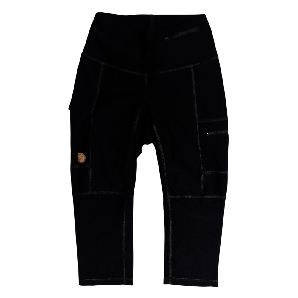 FJALLRAVEN Abisko Pants Womens Size XS Stretch Cropped Black Active Wear